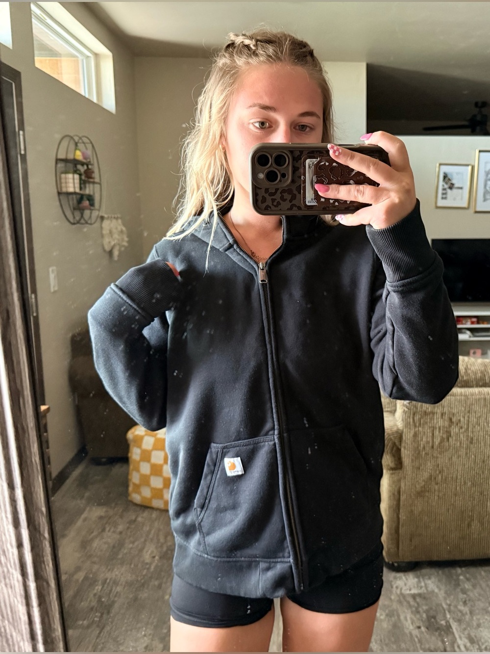 Carhartt Womens Black Zip-Up Hoodie Sweatshirt